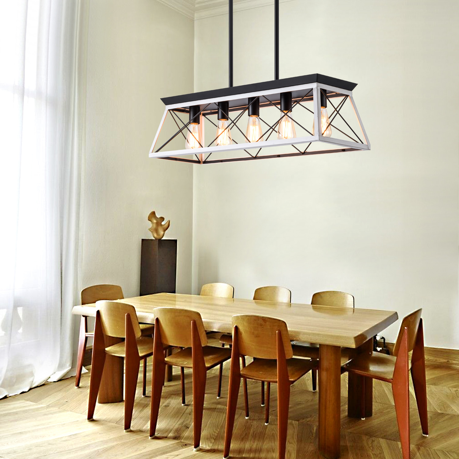 5-Light Farmhouse Chandeliers For Dining Room (No Bulbs) - Image 5