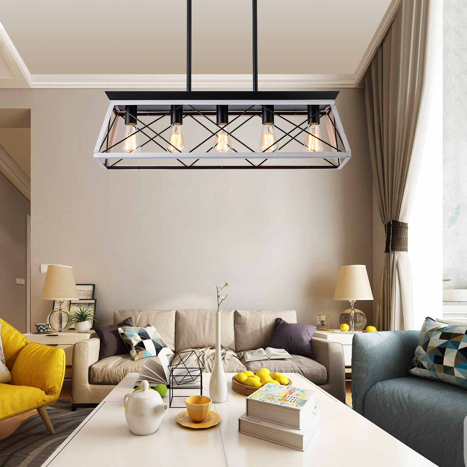 5-Light Farmhouse Chandeliers For Dining Room (No Bulbs) - Image 3