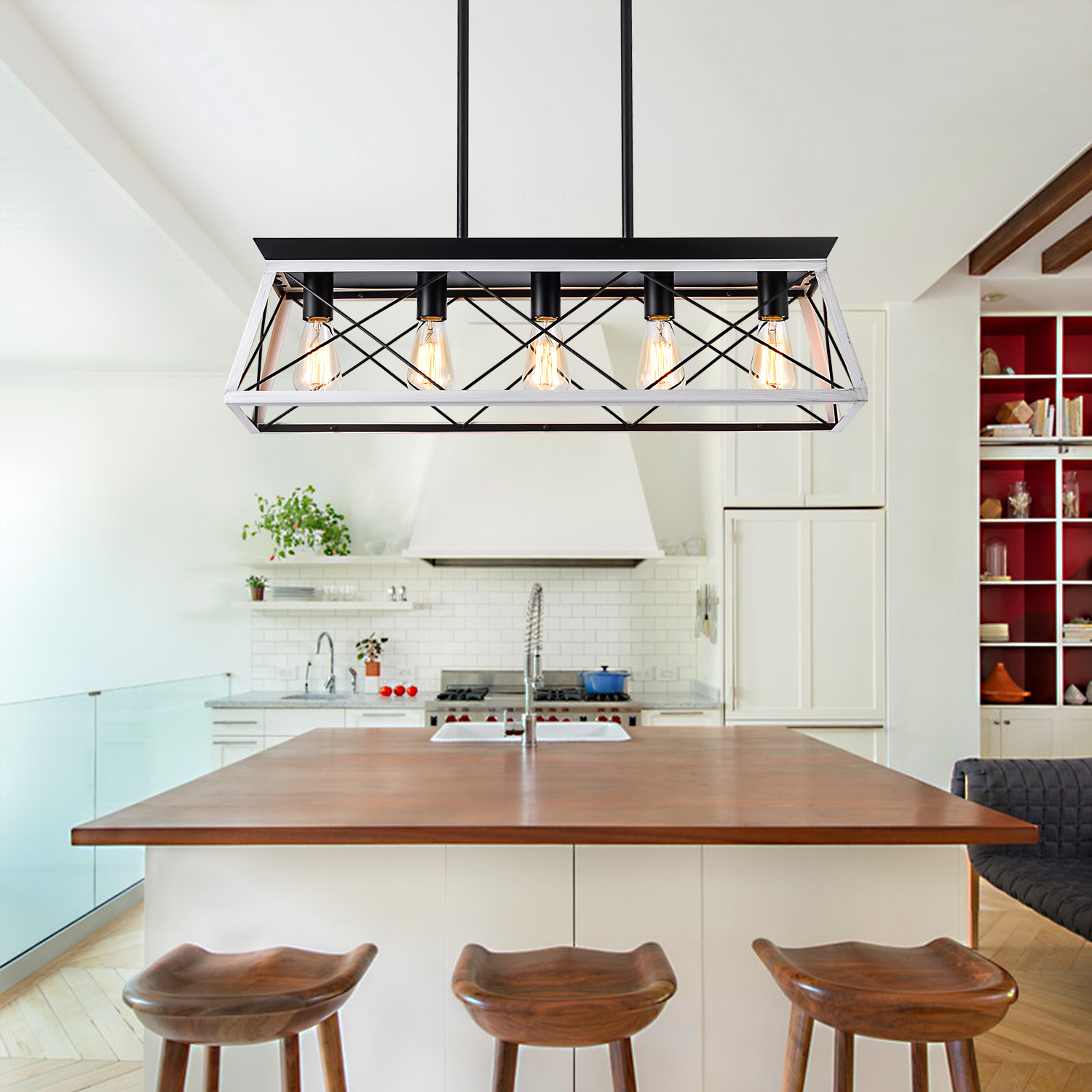 5-Light Farmhouse Chandeliers For Dining Room (No Bulbs) - Image 9