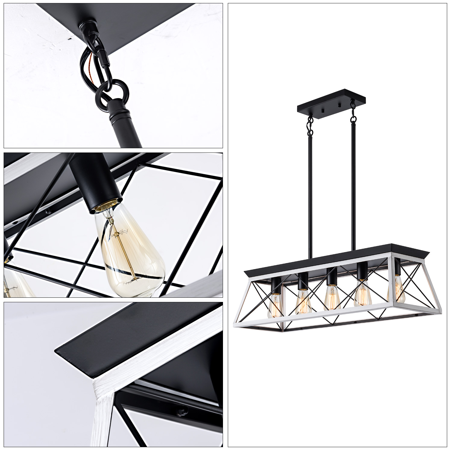 5-Light Farmhouse Chandeliers For Dining Room (No Bulbs) - Image 8