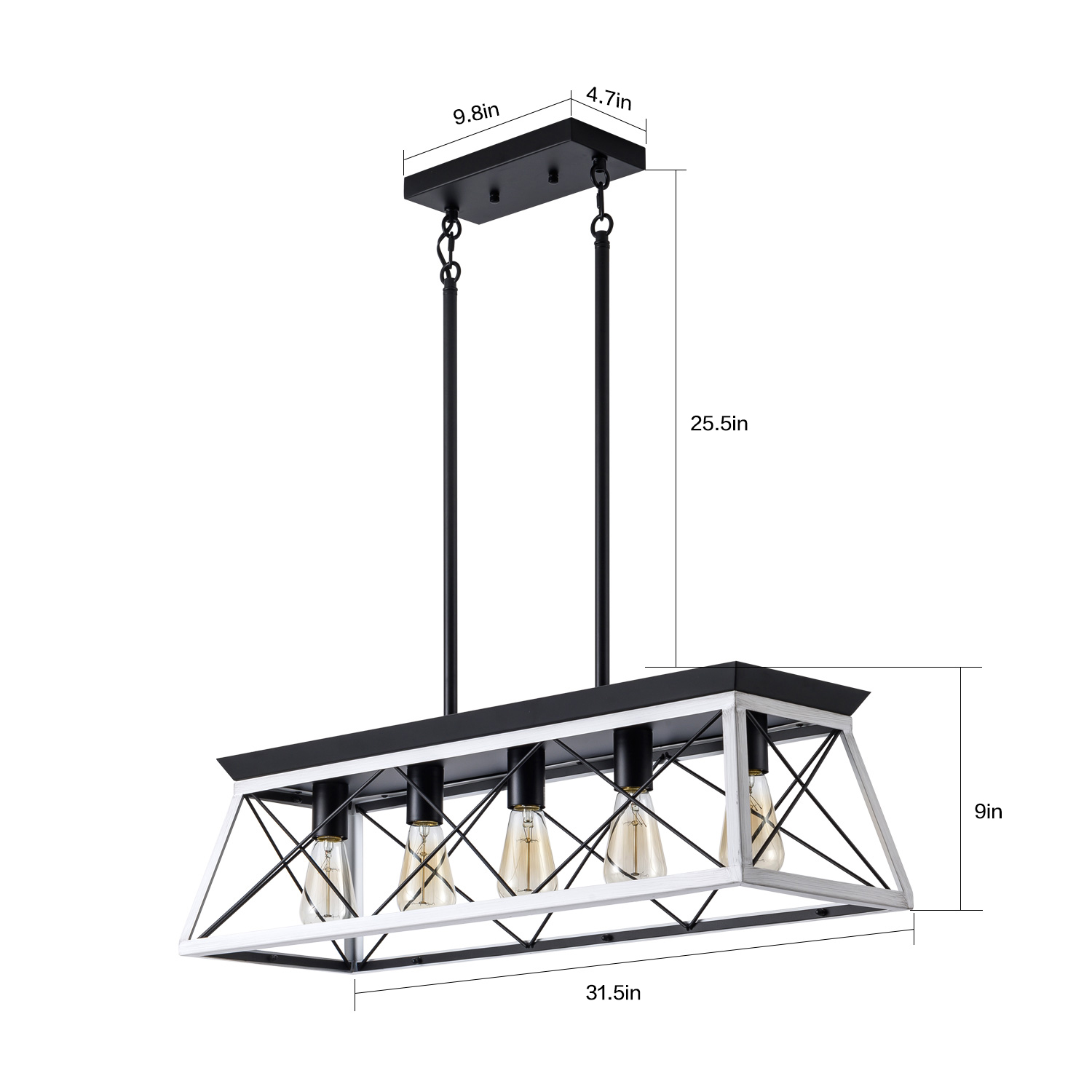 5-Light Farmhouse Chandeliers For Dining Room (No Bulbs) - Image 4