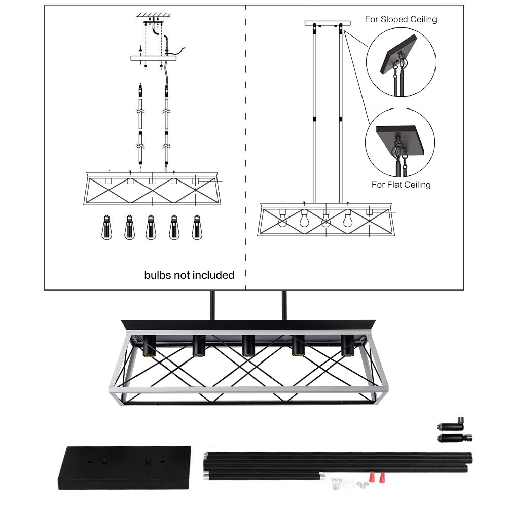 5-Light Farmhouse Chandeliers For Dining Room (No Bulbs) - Image 7